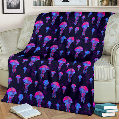 Jellyfish Neon Print Fleece Blanket