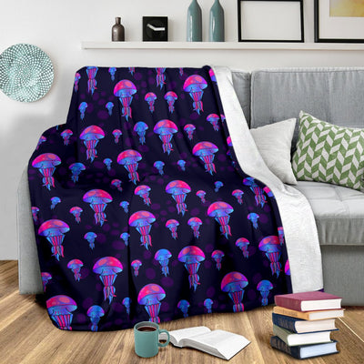 Jellyfish Neon Print Fleece Blanket