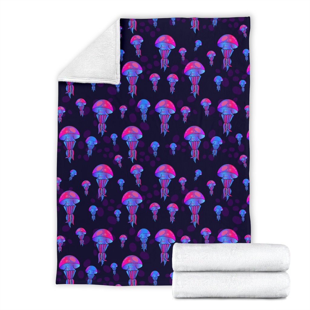 Jellyfish Neon Print Fleece Blanket