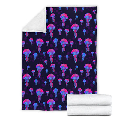 Jellyfish Neon Print Fleece Blanket