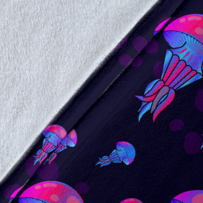 Jellyfish Neon Print Fleece Blanket