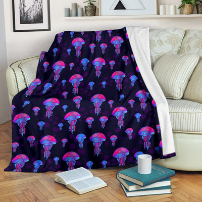 Jellyfish Neon Print Fleece Blanket