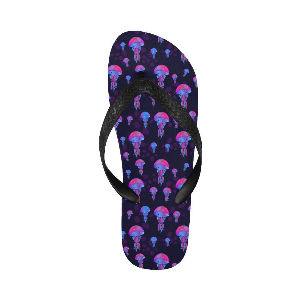 Jellyfish Neon Print Flip Flops-JTAMIGO.COM