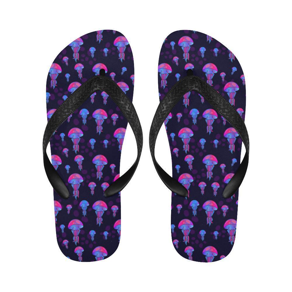 Jellyfish Neon Print Flip Flops-JTAMIGO.COM