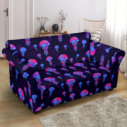 Jellyfish Neon Print Loveseat Slipcover-JTAMIGO.COM