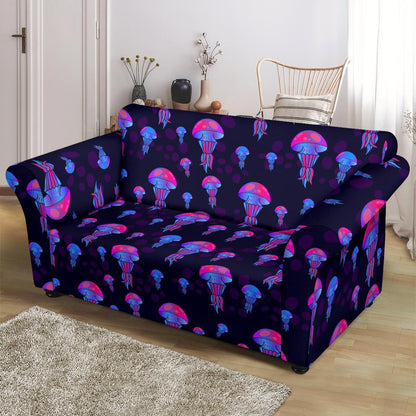 Jellyfish Neon Print Loveseat Slipcover-JTAMIGO.COM