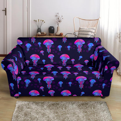 Jellyfish Neon Print Loveseat Slipcover-JTAMIGO.COM