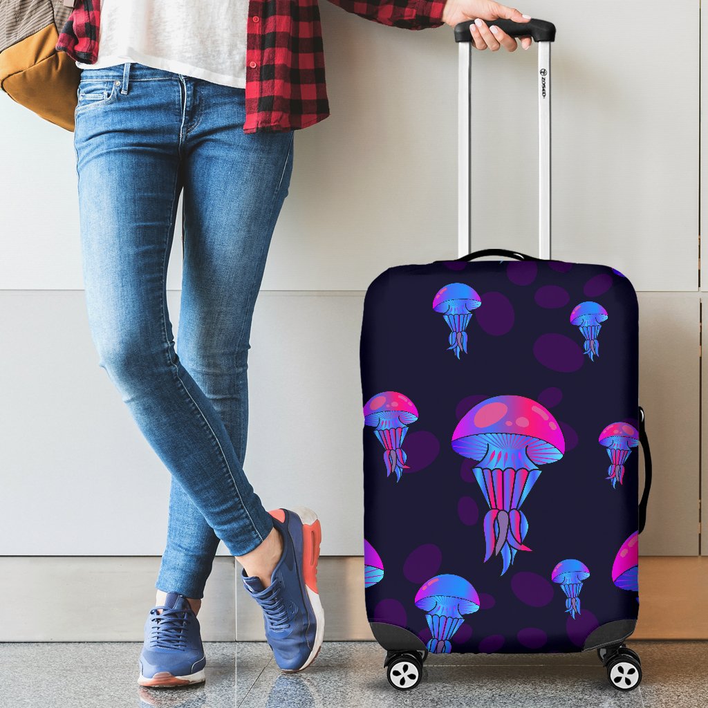 Jellyfish Neon Print Luggage Cover Protector