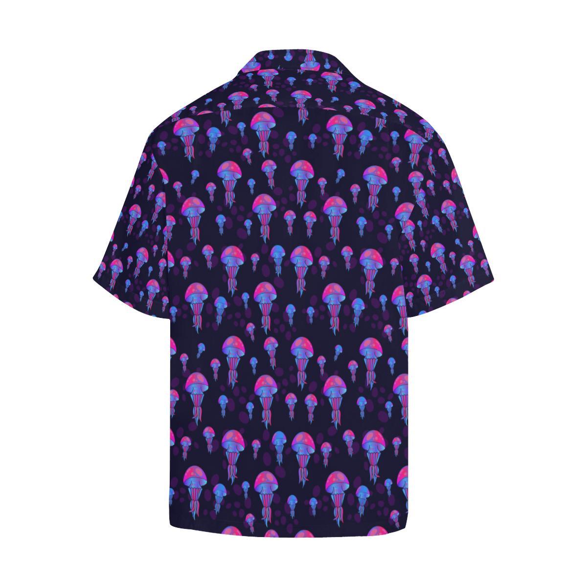 Jellyfish Neon Print Men Aloha Hawaiian Shirt