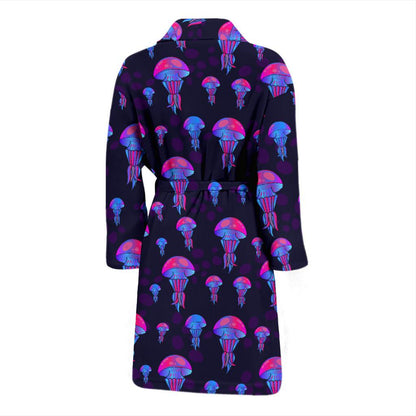 Jellyfish Neon Print Men Bath Robe-JTAMIGO.COM