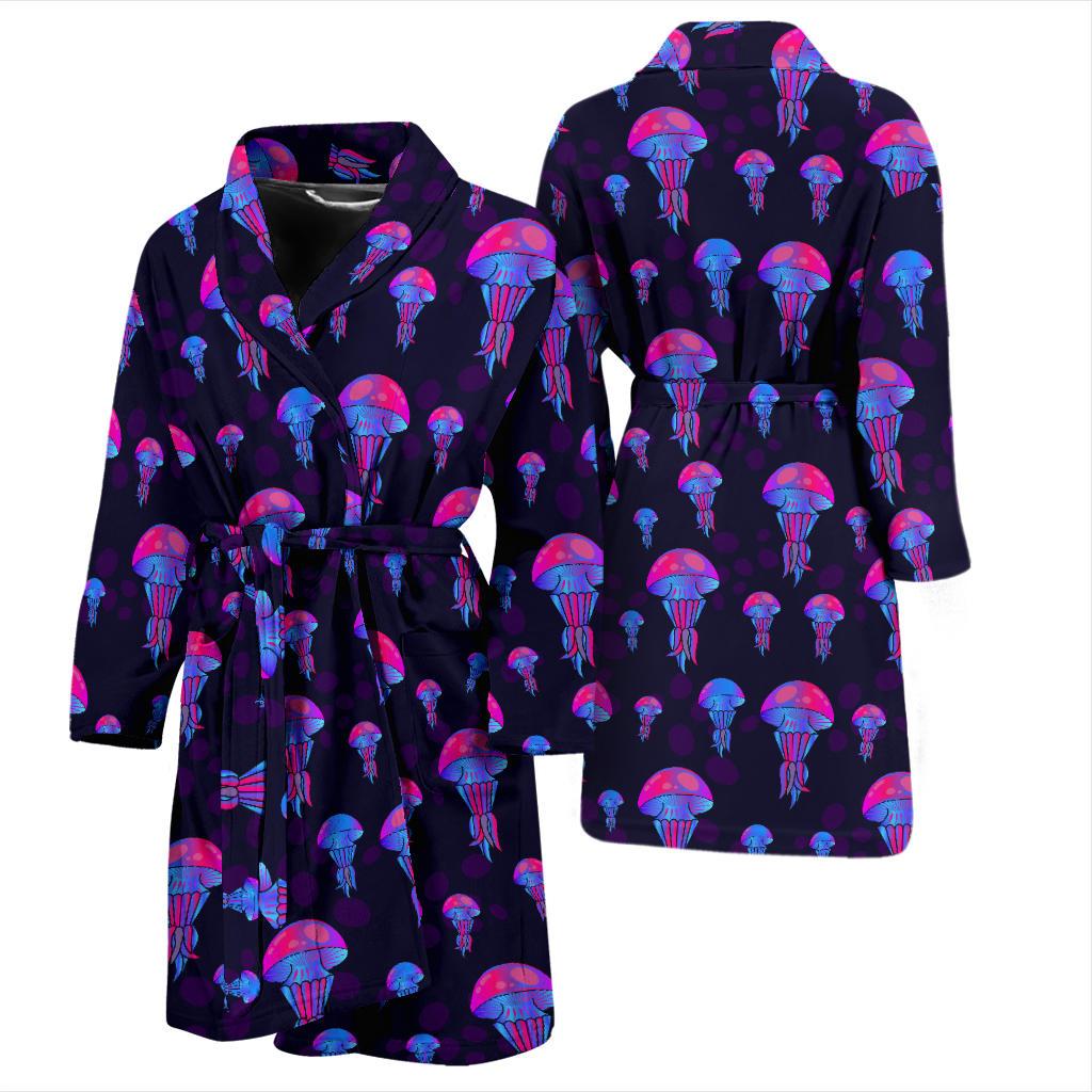 Jellyfish Neon Print Men Bath Robe-JTAMIGO.COM