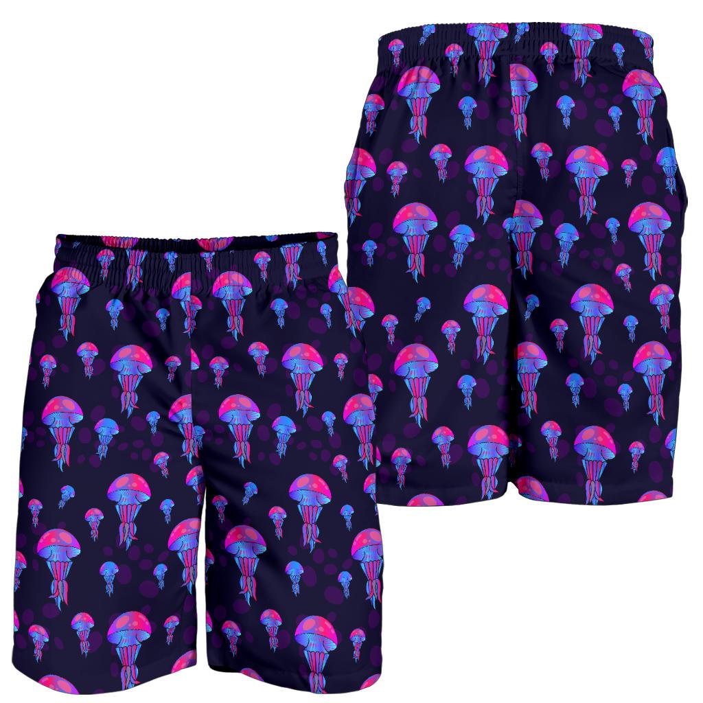 Jellyfish Neon Print Mens Shorts-JTAMIGO.COM