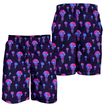 Jellyfish Neon Print Mens Shorts-JTAMIGO.COM
