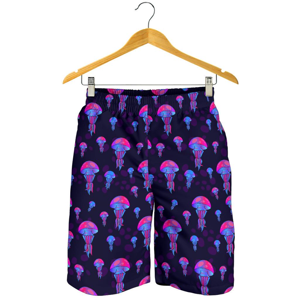 Jellyfish Neon Print Mens Shorts-JTAMIGO.COM