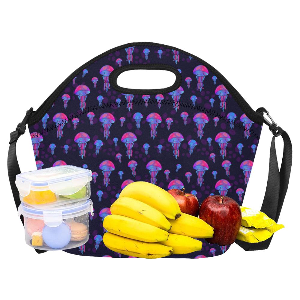 Jellyfish Neon Print Neoprene Lunch Bag (Model 1669)(Large)-JTAMIGO.COM