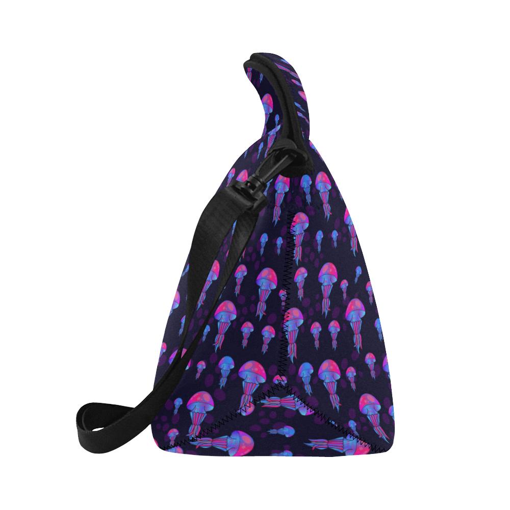 Jellyfish Neon Print Neoprene Lunch Bag (Model 1669)(Large)-JTAMIGO.COM
