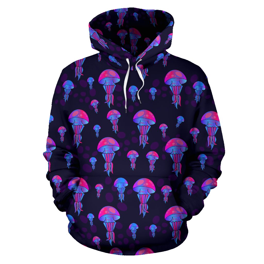 Jellyfish Neon Print Pullover Hoodie