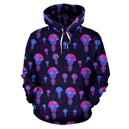 Jellyfish Neon Print Pullover Hoodie