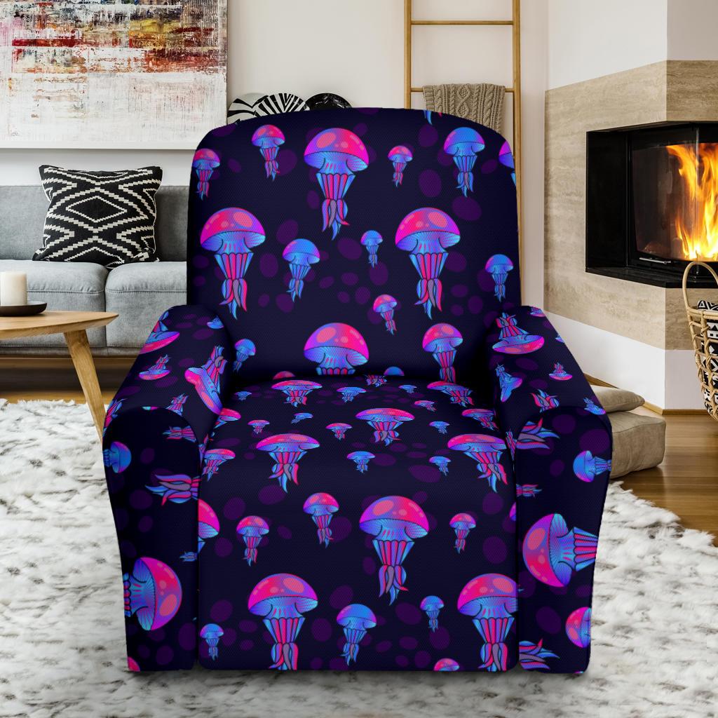 Jellyfish Neon Print Single Sofa Slipcover -JTAMIGO.COM