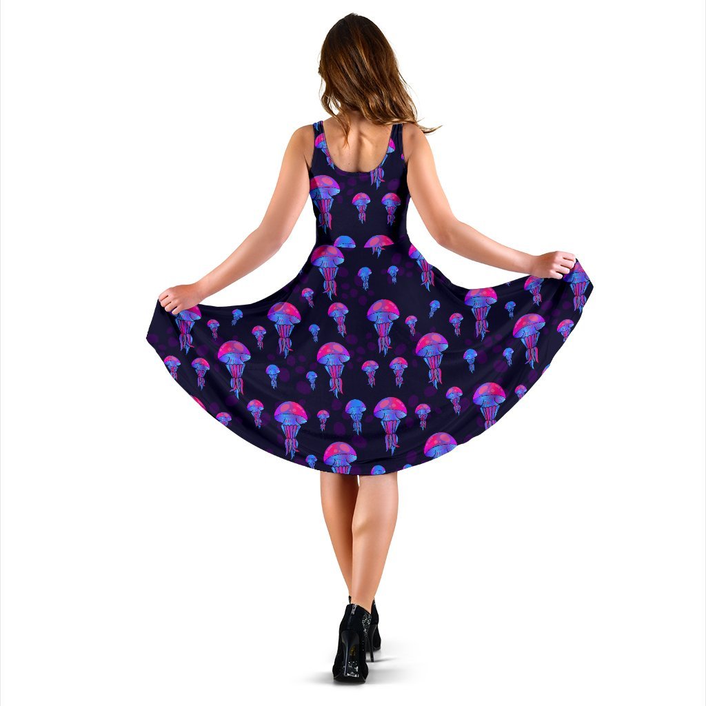 Jellyfish Neon Print Sleeveless Dress