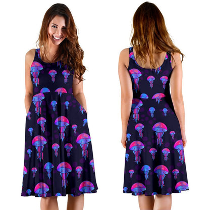 Jellyfish Neon Print Sleeveless Dress