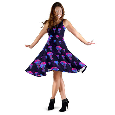 Jellyfish Neon Print Sleeveless Dress