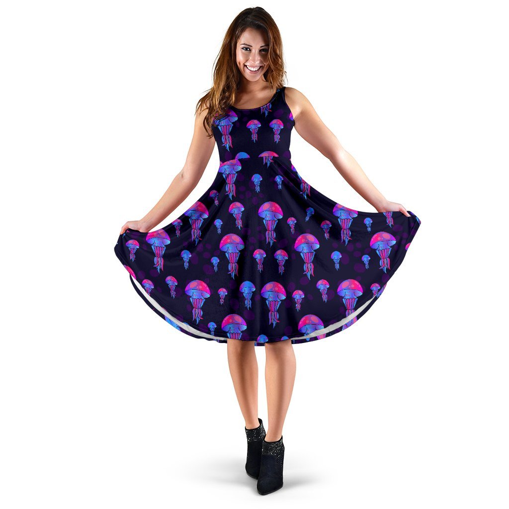 Jellyfish Neon Print Sleeveless Dress