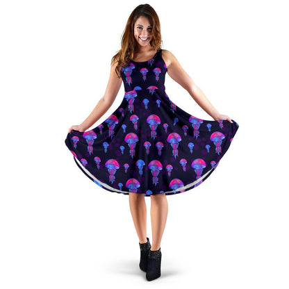 Jellyfish Neon Print Sleeveless Dress