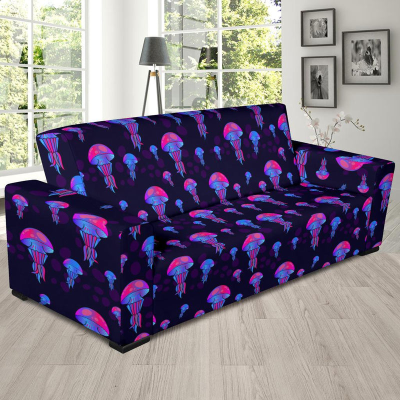 Jellyfish Neon Print Sofa Slipcover-JTAMIGO.COM