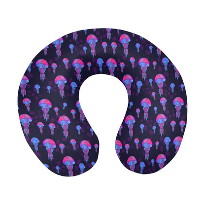 Jellyfish Neon Print U-Shaped Travel Neck Pillow-JTAMIGO.COM