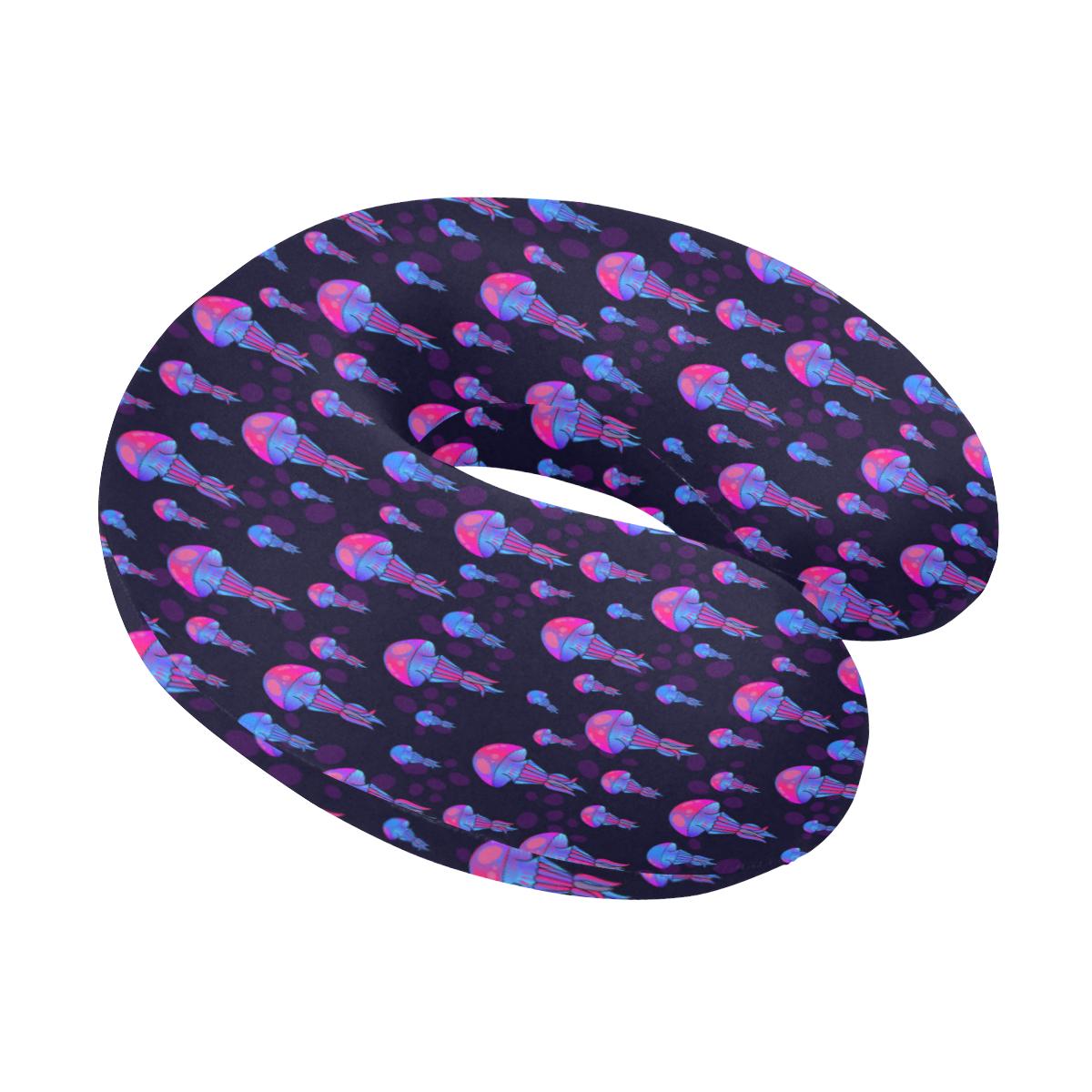 Jellyfish Neon Print U-Shaped Travel Neck Pillow-JTAMIGO.COM