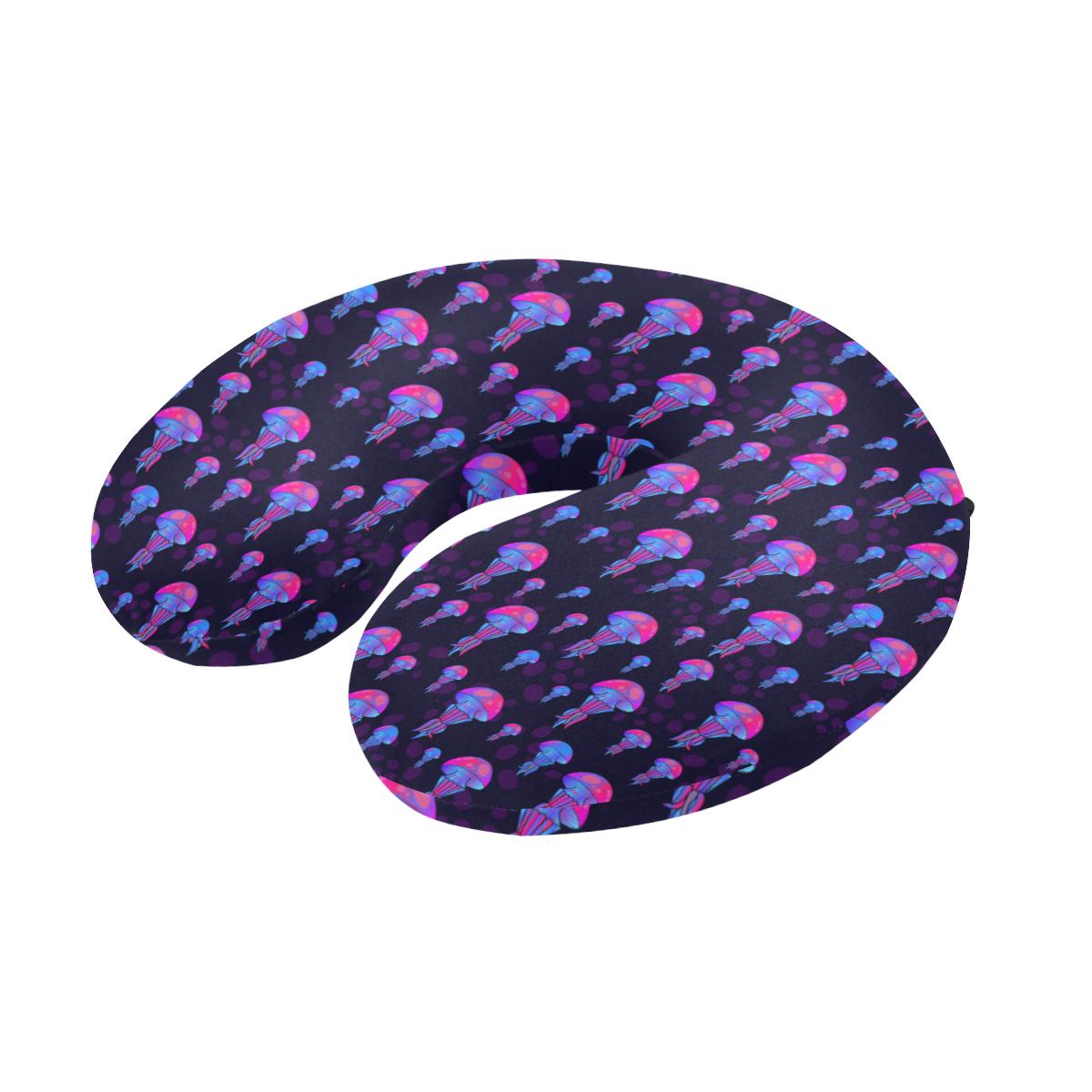 Jellyfish Neon Print U-Shaped Travel Neck Pillow-JTAMIGO.COM