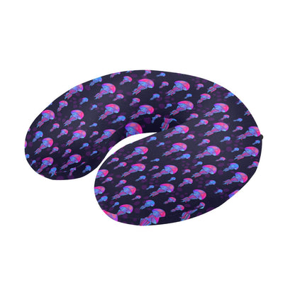 Jellyfish Neon Print U-Shaped Travel Neck Pillow-JTAMIGO.COM