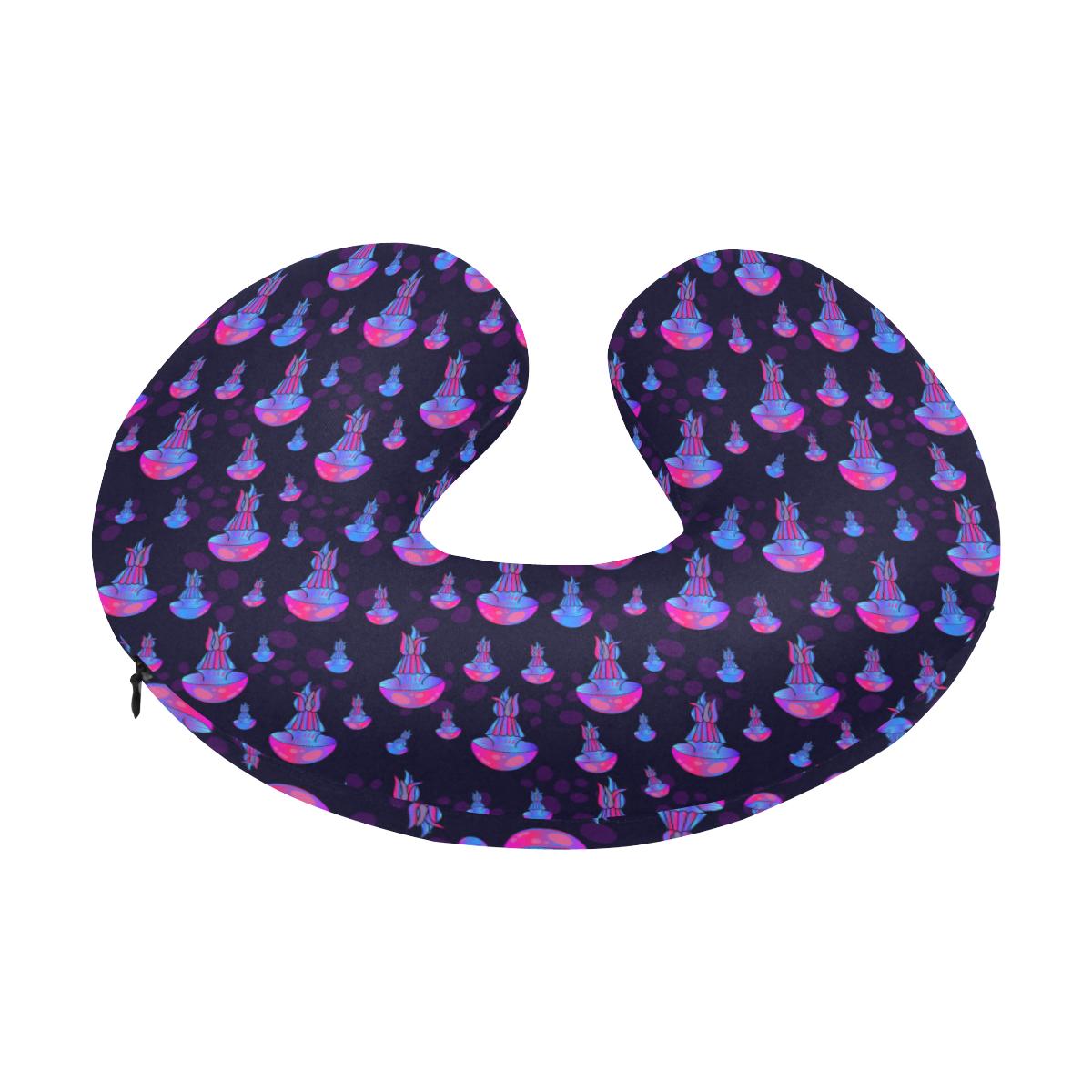 Jellyfish Neon Print U-Shaped Travel Neck Pillow-JTAMIGO.COM