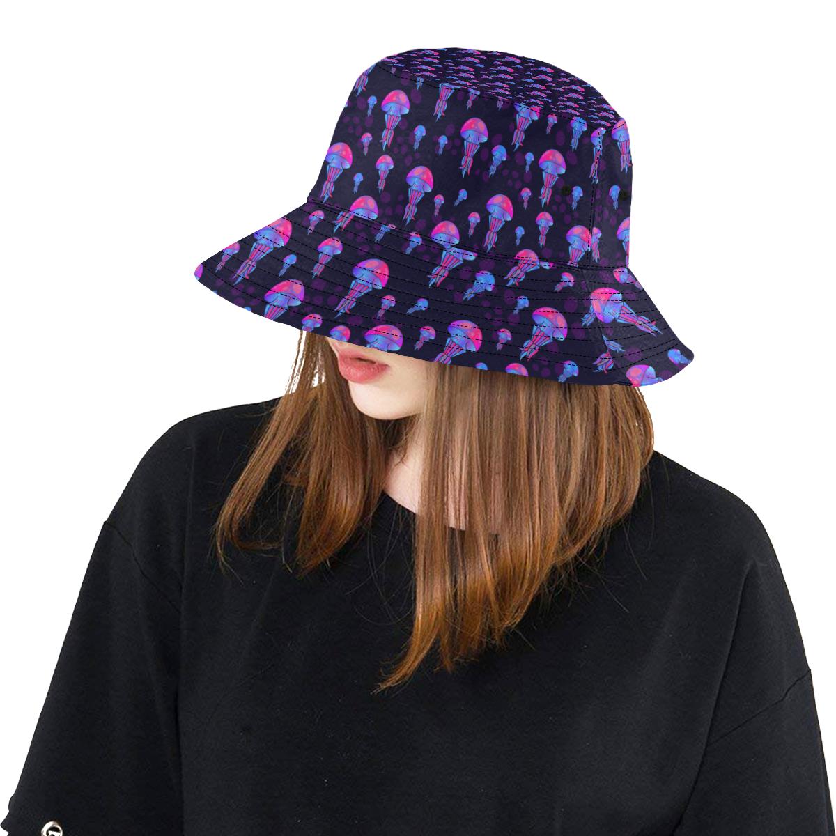 Jellyfish Neon Print Unisex Bucket Hat