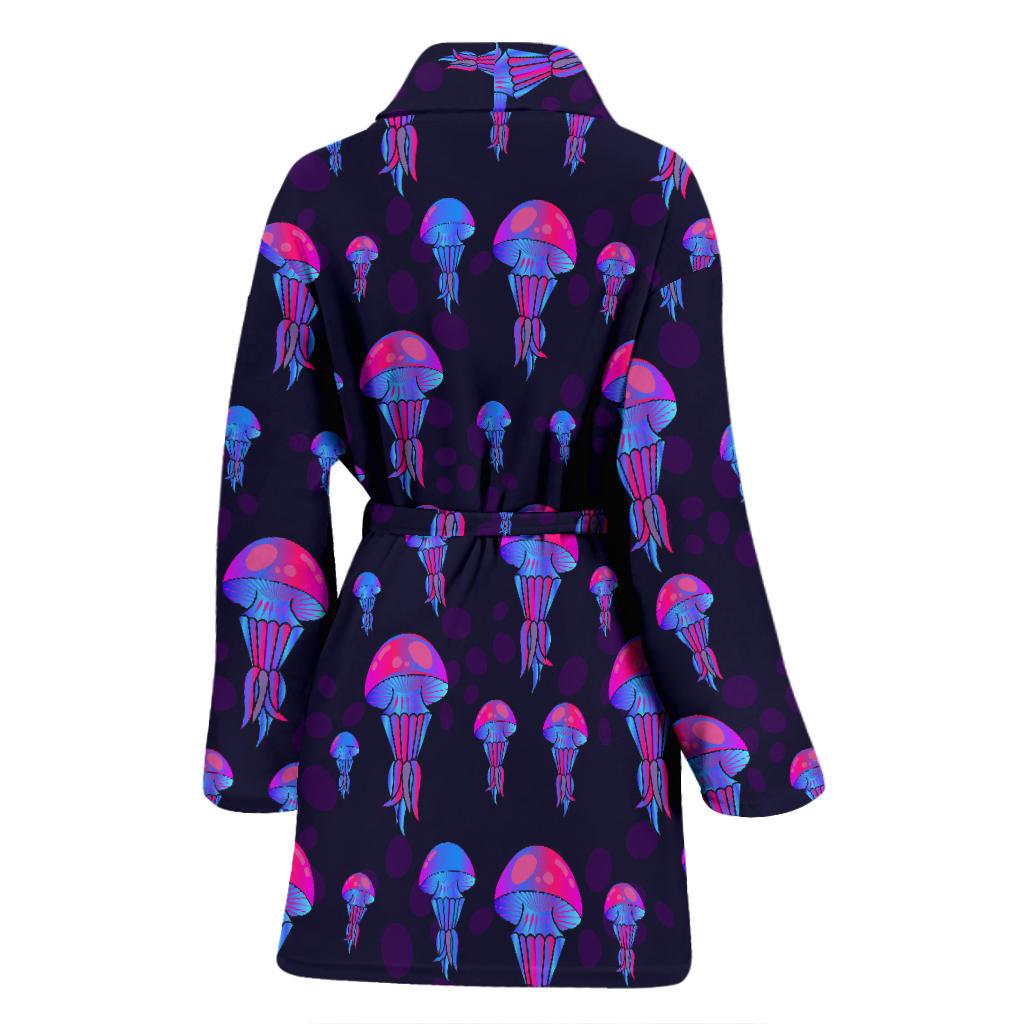 Jellyfish Neon Print Women Bath Robe-JTAMIGO.COM