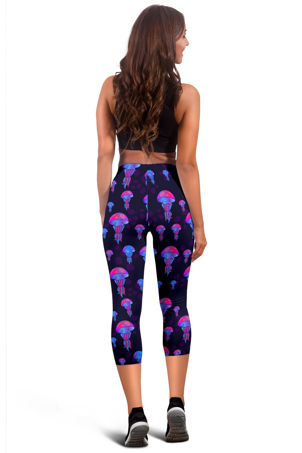Jellyfish Neon Print Women Capris