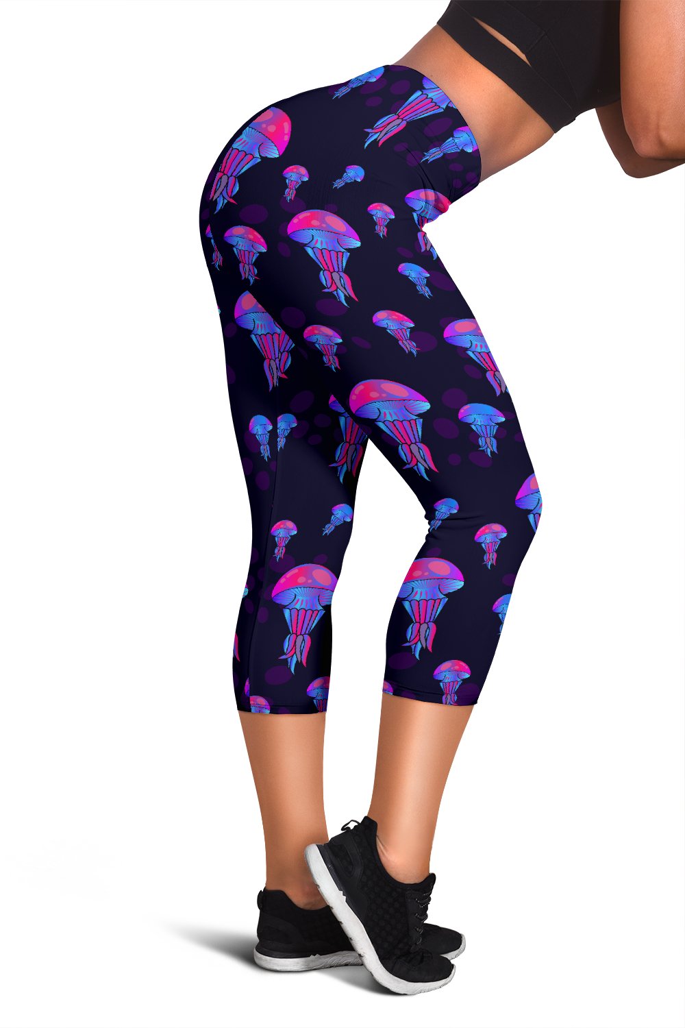 Jellyfish Neon Print Women Capris