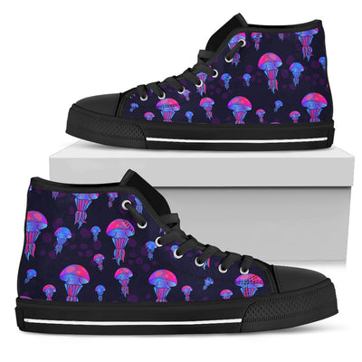 Jellyfish Neon Print Women High Top Shoes