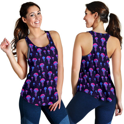 Jellyfish Neon Print Women Racerback Tank Top