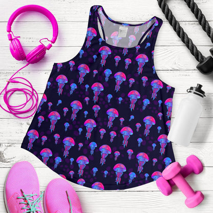 Jellyfish Neon Print Women Racerback Tank Top