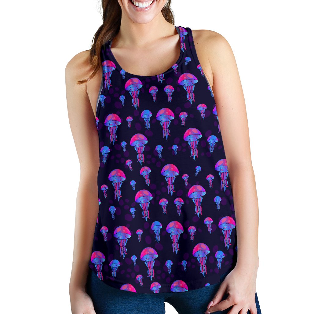 Jellyfish Neon Print Women Racerback Tank Top