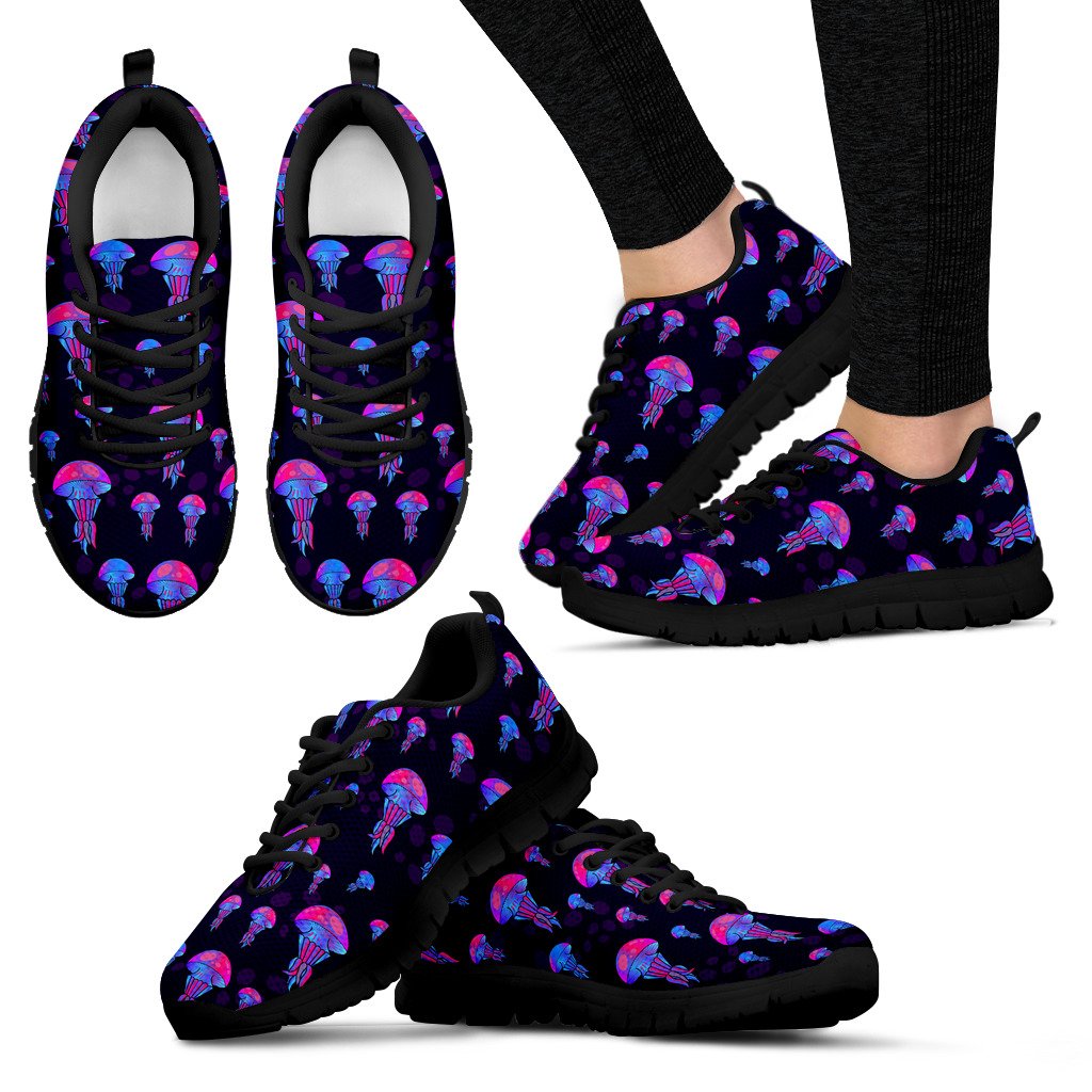 Jellyfish Neon Print Women Sneakers Shoes