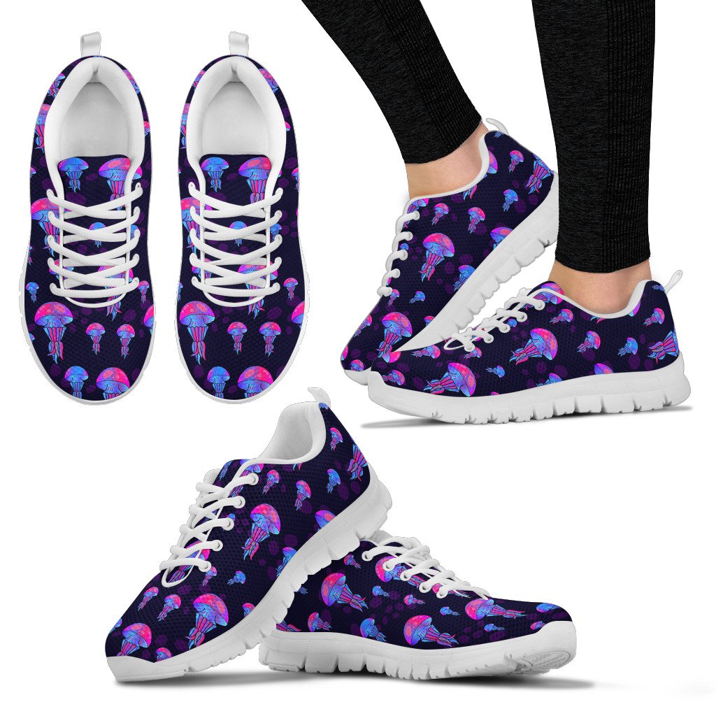 Jellyfish Neon Print Women Sneakers Shoes
