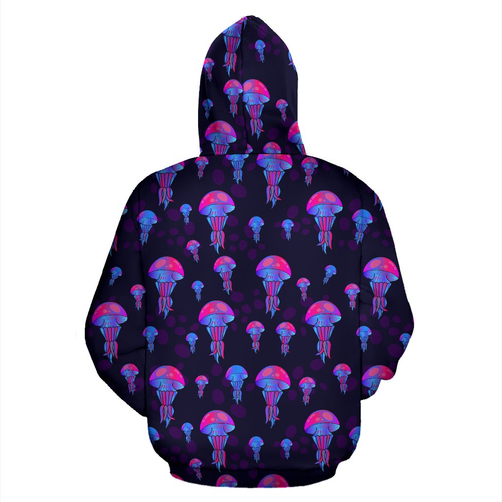 Jellyfish Neon Print Zip Up Hoodie