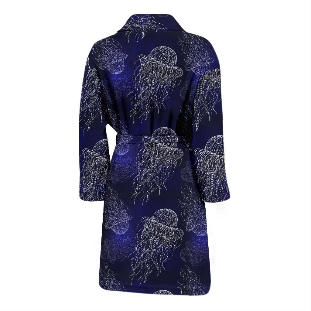 Jellyfish Pattern Print Design 02 Men Bathrobe-JORJUNE.COM