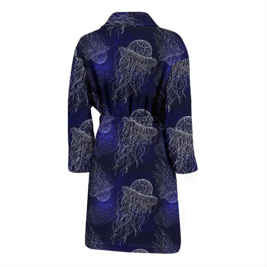 Jellyfish Pattern Print Design 02 Men Bathrobe-JORJUNE.COM