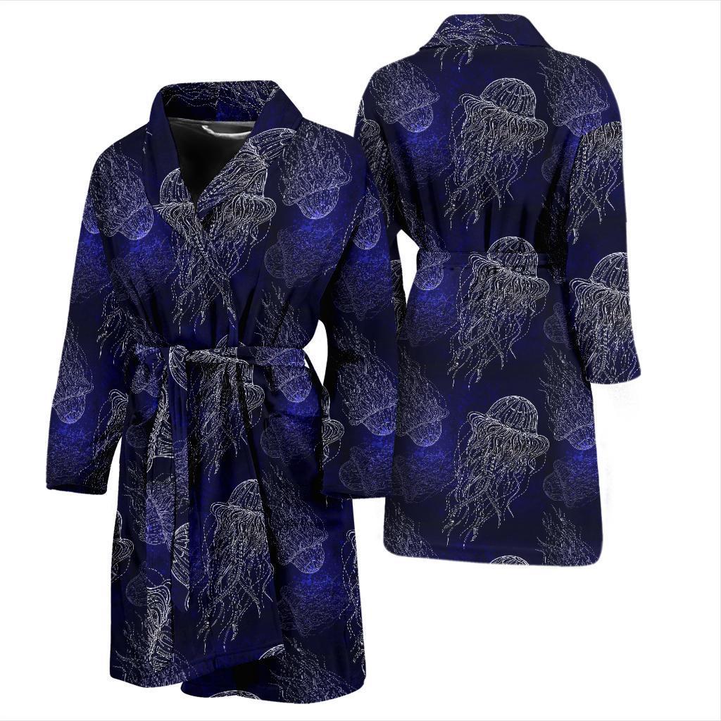 Jellyfish Pattern Print Design 02 Men Bathrobe-JORJUNE.COM