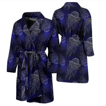 Jellyfish Pattern Print Design 02 Men Bathrobe-JORJUNE.COM