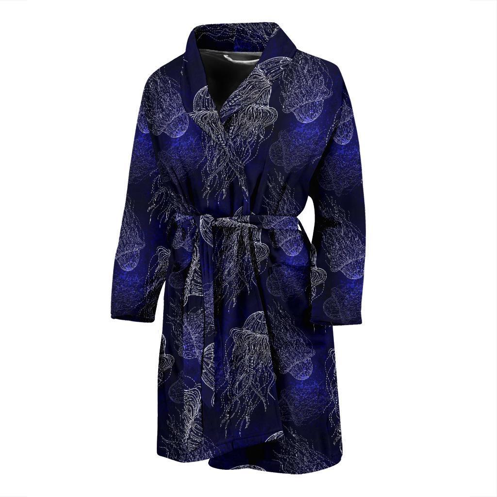 Jellyfish Pattern Print Design 02 Men Bathrobe-JORJUNE.COM